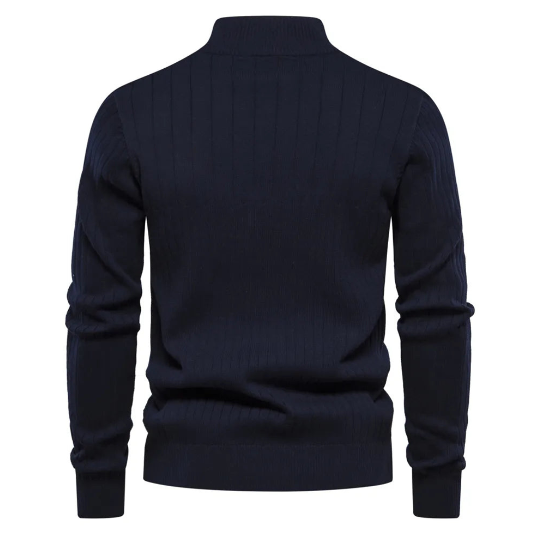 Herren Halber Reißverschluss Strick Pullover | Langarm