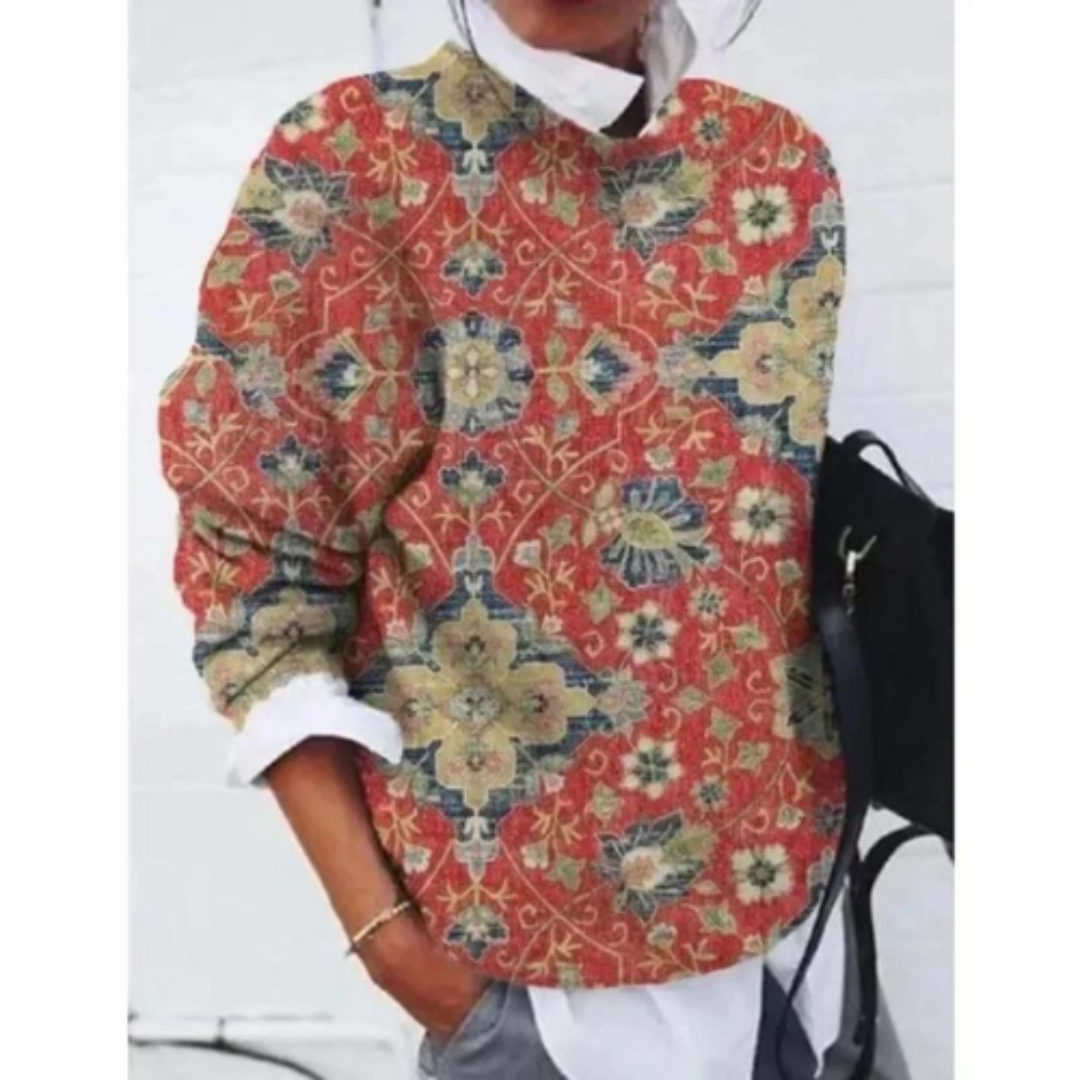 Damen Blumen Lässiger Pullover | Warme