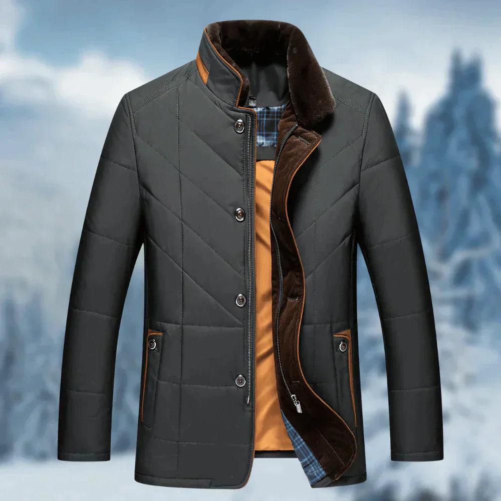 Warme Button Down Jacke Für Herren | Stehkragen