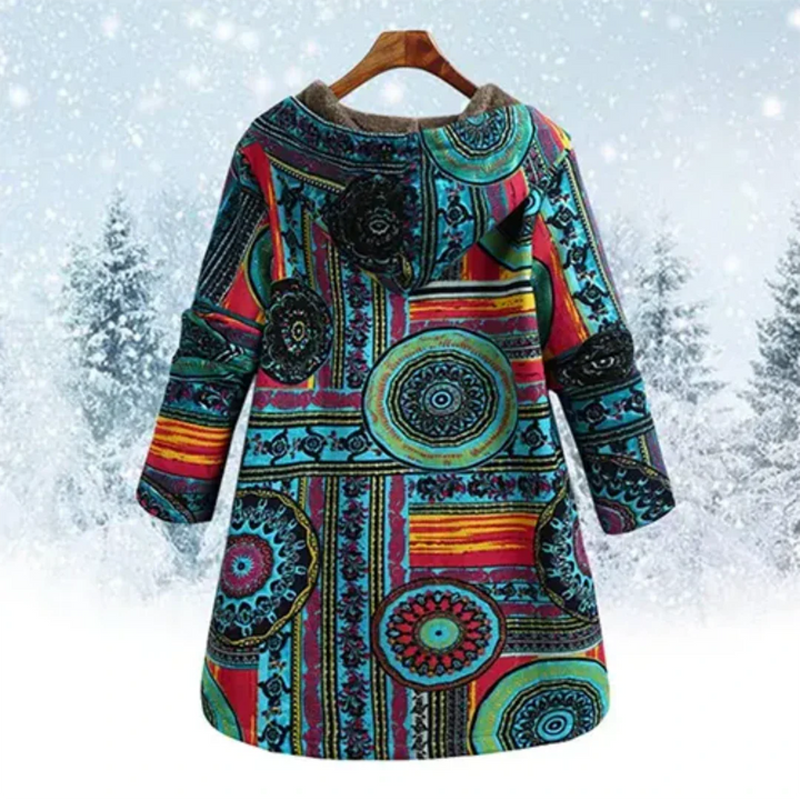 Damen Klassiker Blumen Kapuze Jacke | Winter