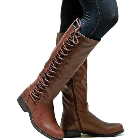 Kniehohe Boots Schwarz für Damen | Flach