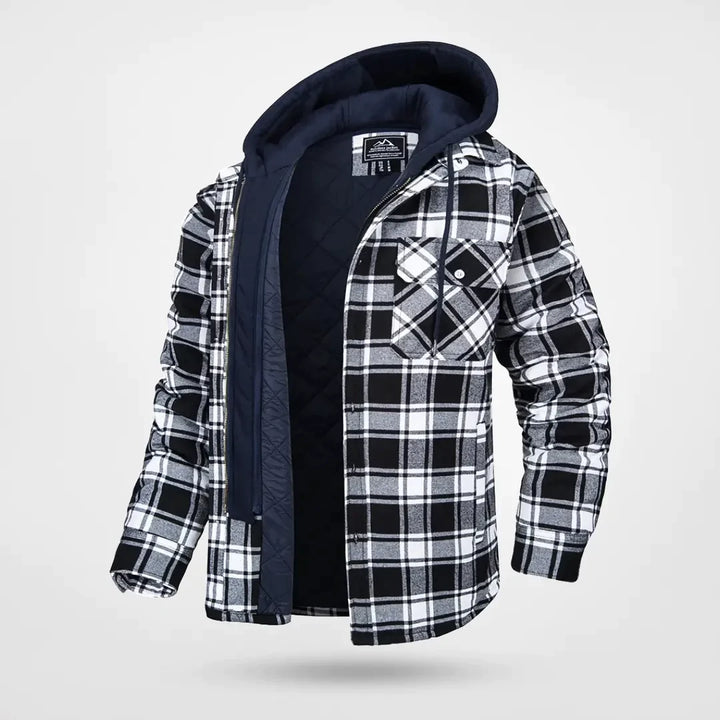 Herren Kariertes Muster Jacke mit Kapuze | Warme