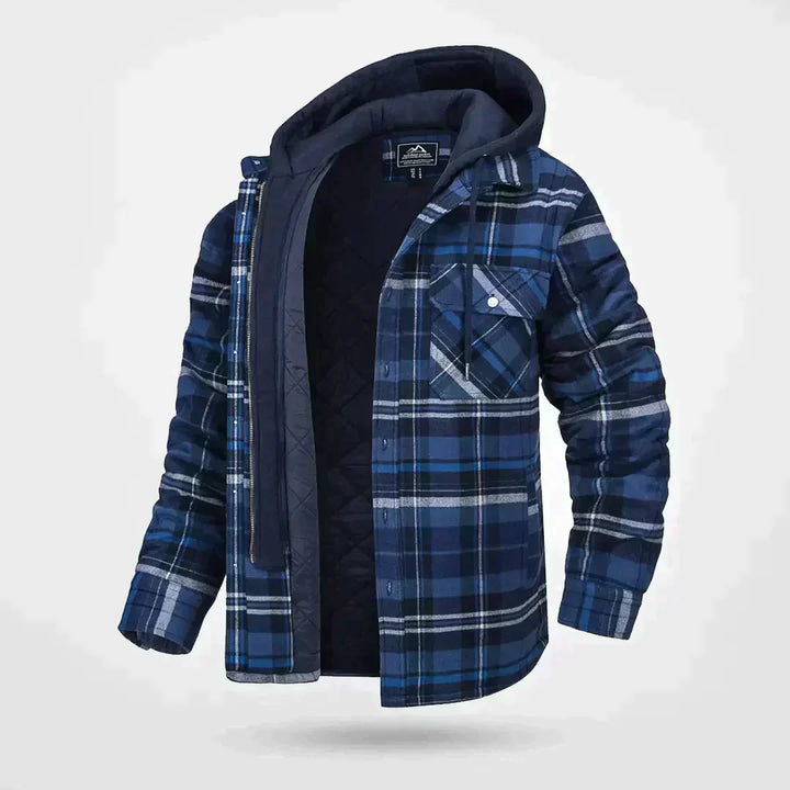 Herren Kariertes Muster Jacke mit Kapuze | Warme