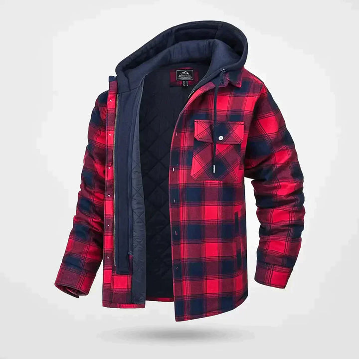 Herren Kariertes Muster Jacke mit Kapuze | Warme