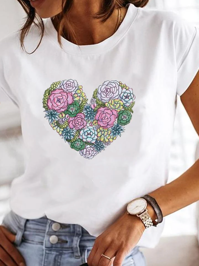 Kurzärmliges Weißes Damen T Shirt | Sommer