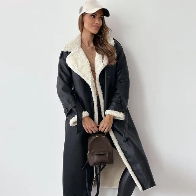 Damen Winter Warmer langer Mantel | Button-Down