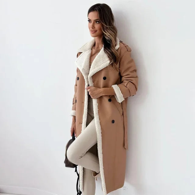 Damen Winter Warmer langer Mantel | Button-Down