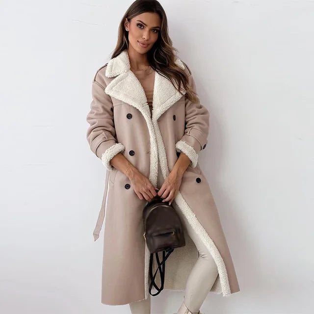 Damen Winter Warmer langer Mantel | Button-Down