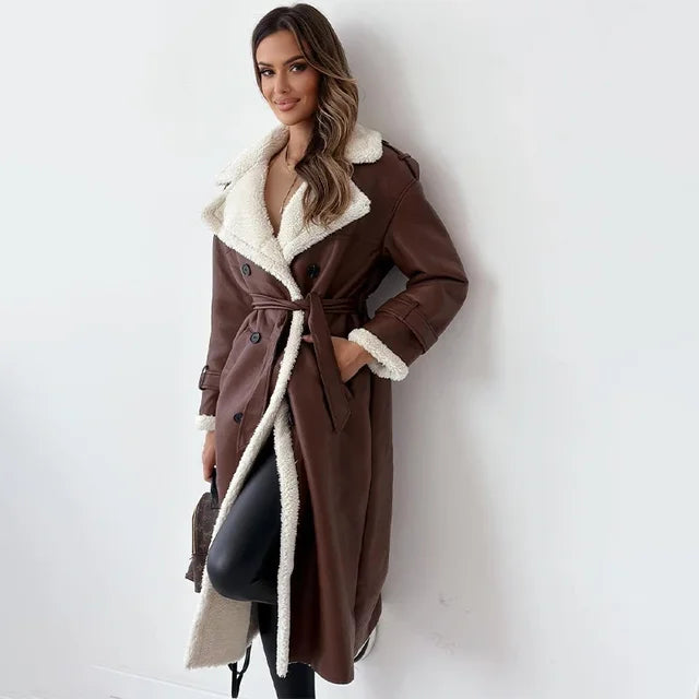 Damen Winter Warmer langer Mantel | Button-Down
