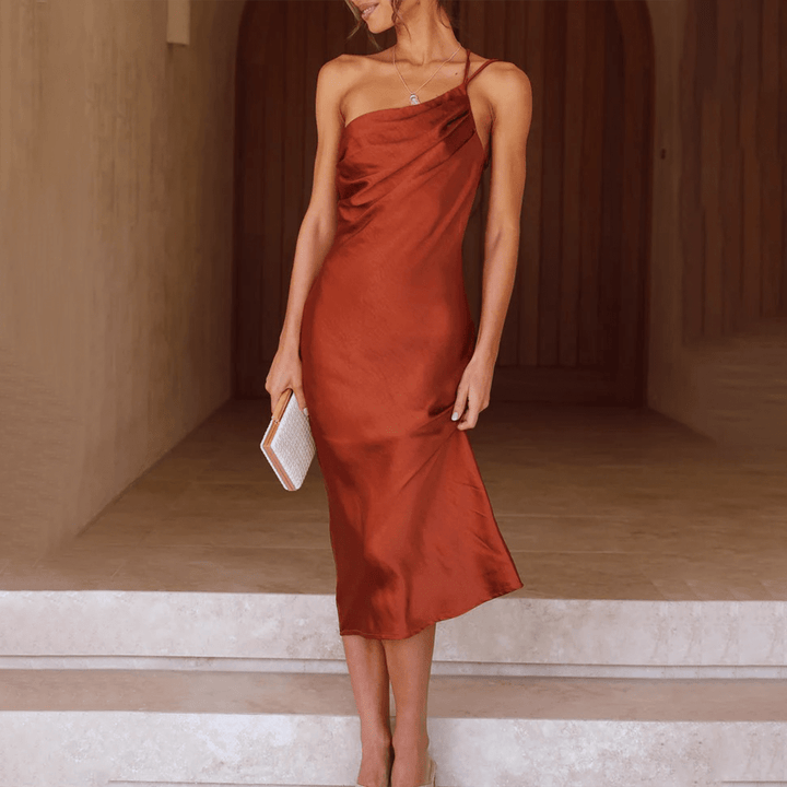 Formelles Damen Kleid Für Hochzeitsgäste Mit Einer Schulter | Midi