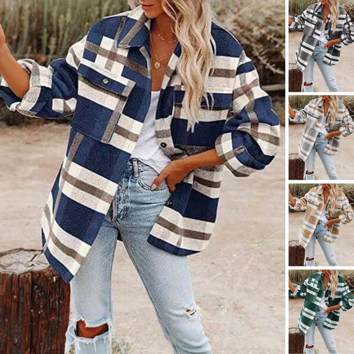 Tin | Damen Klassische Plaid Jacke | Übergröße