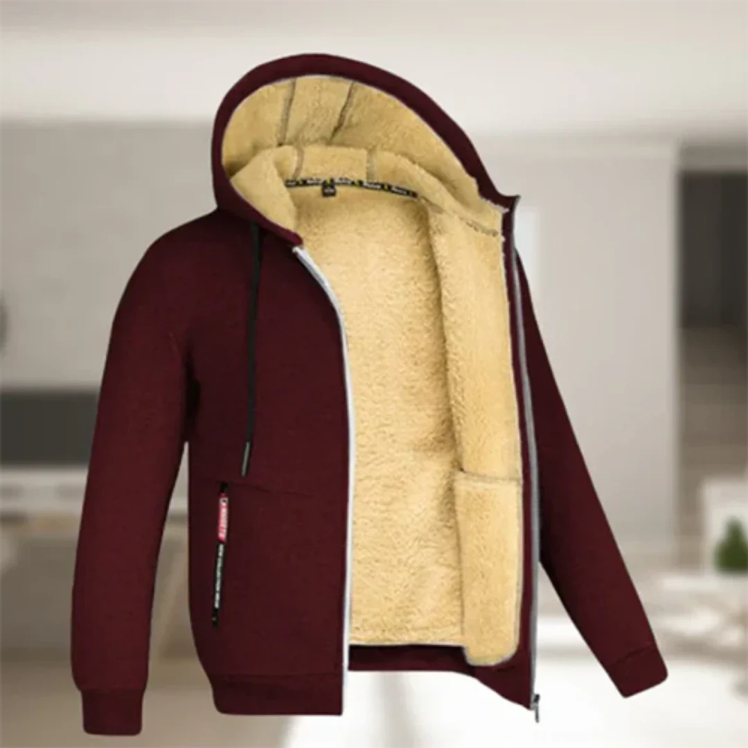 Herren Kapuzen Bequeme Warme Zip-Up Jacke | Winter