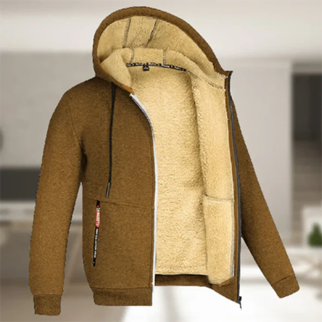 Herren Kapuzen Bequeme Warme Zip-Up Jacke | Winter