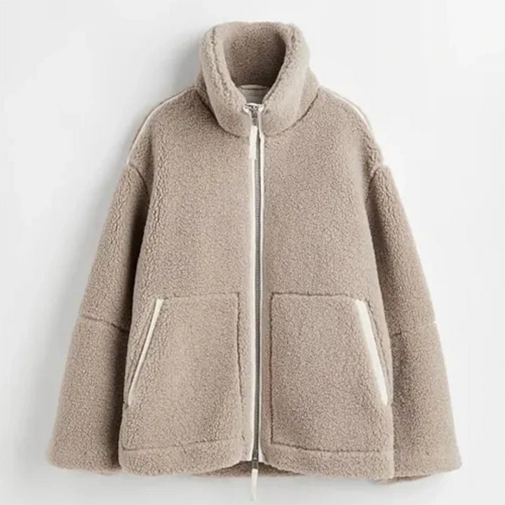 Damen Gemütliche Locker Geschnittene Jacke | Hoher Kragen