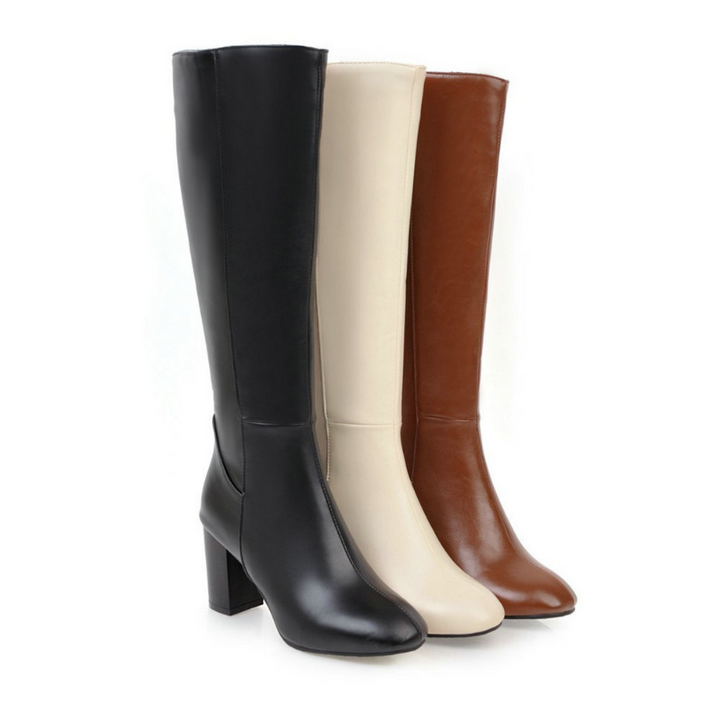 Damen Kniehoher Bequeme Stiefel | Zip Verschluss