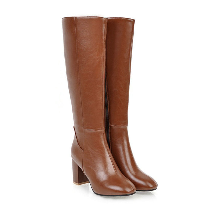 Damen Kniehoher Bequeme Stiefel | Zip Verschluss