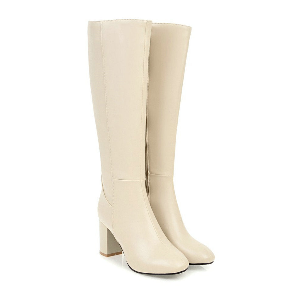 Damen Kniehoher Bequeme Stiefel | Zip Verschluss