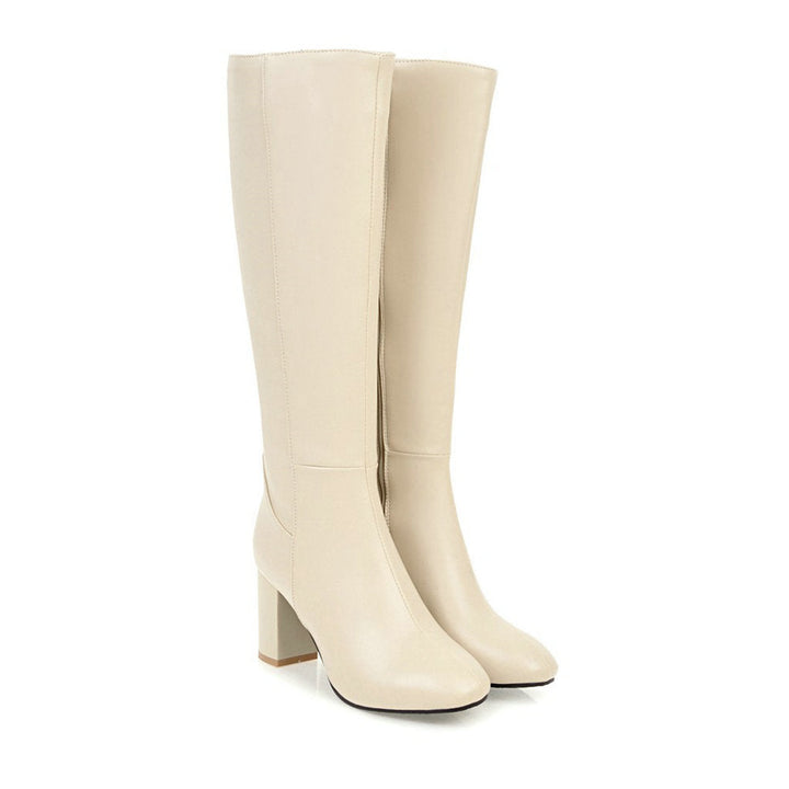 Damen Kniehoher Bequeme Stiefel | Zip Verschluss