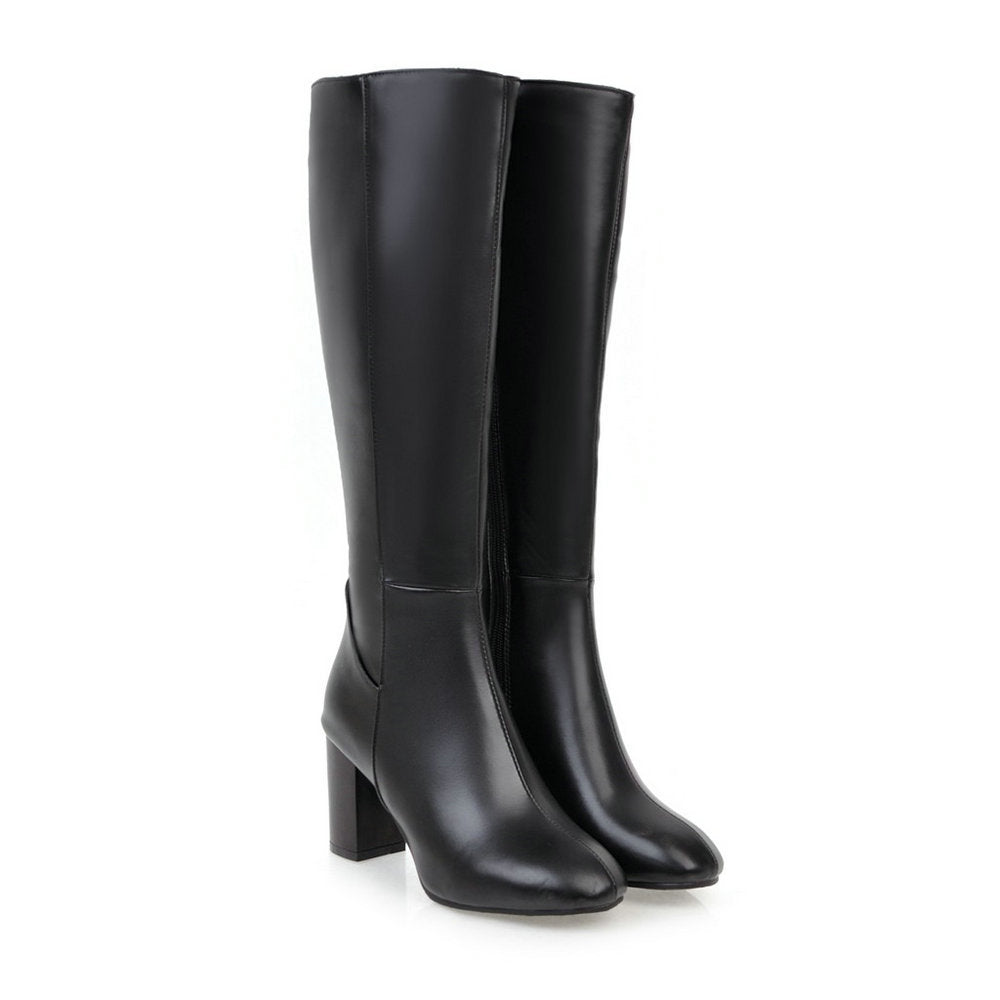 Damen Kniehoher Bequeme Stiefel | Zip Verschluss