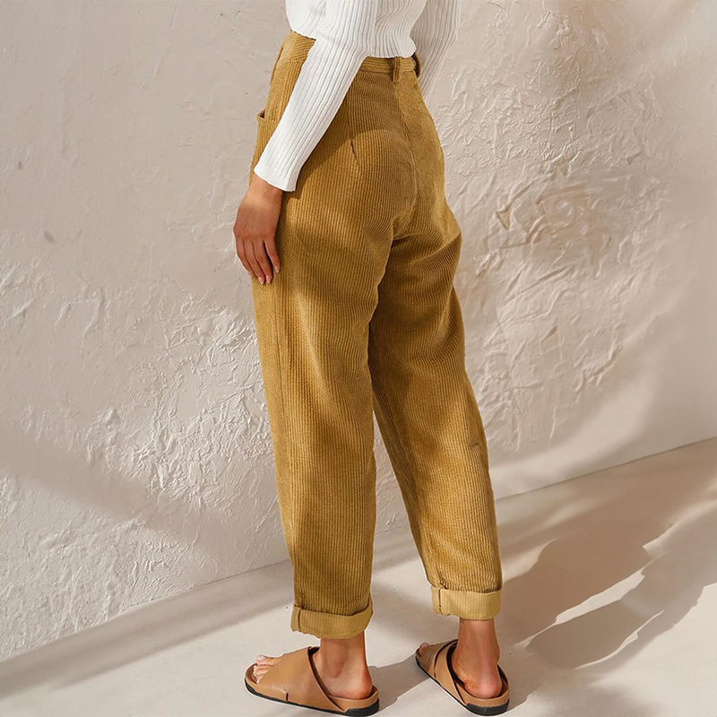 Damen Stilvolle Cordhose | Hoch Tailliert