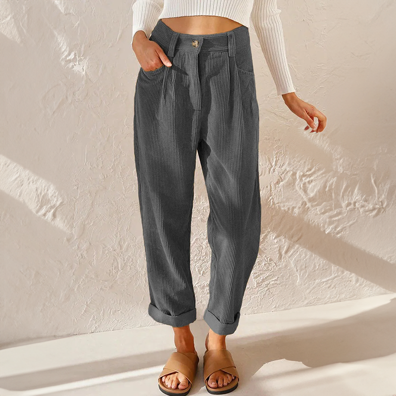 Damen Stilvolle Cordhose | Hoch Tailliert