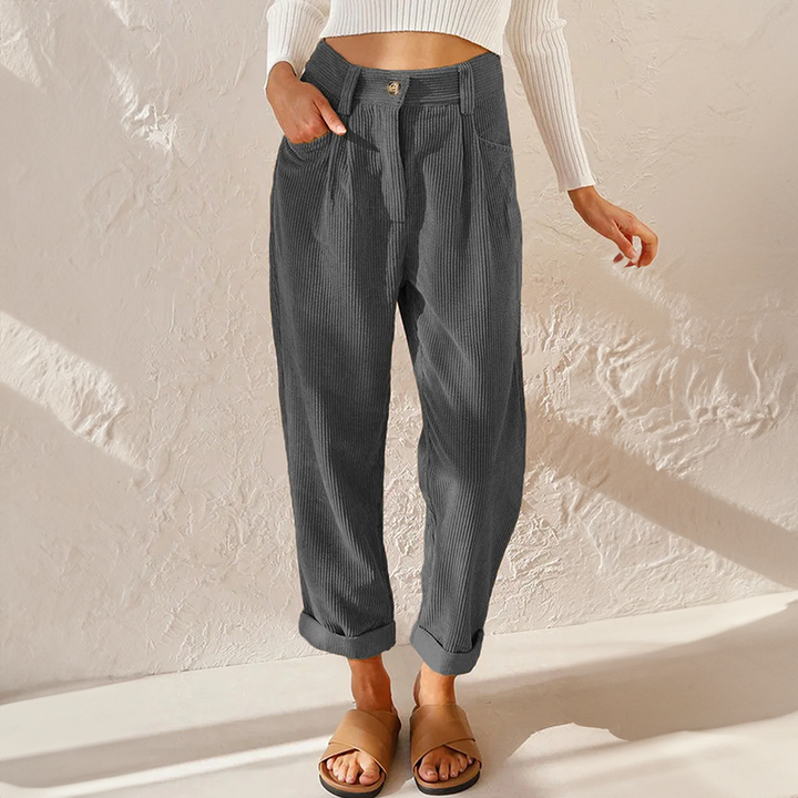 Damen Stilvolle Cordhose | Hoch Tailliert