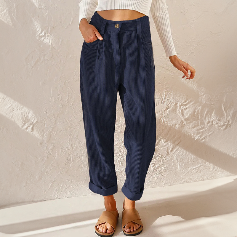 Damen Stilvolle Cordhose | Hoch Tailliert