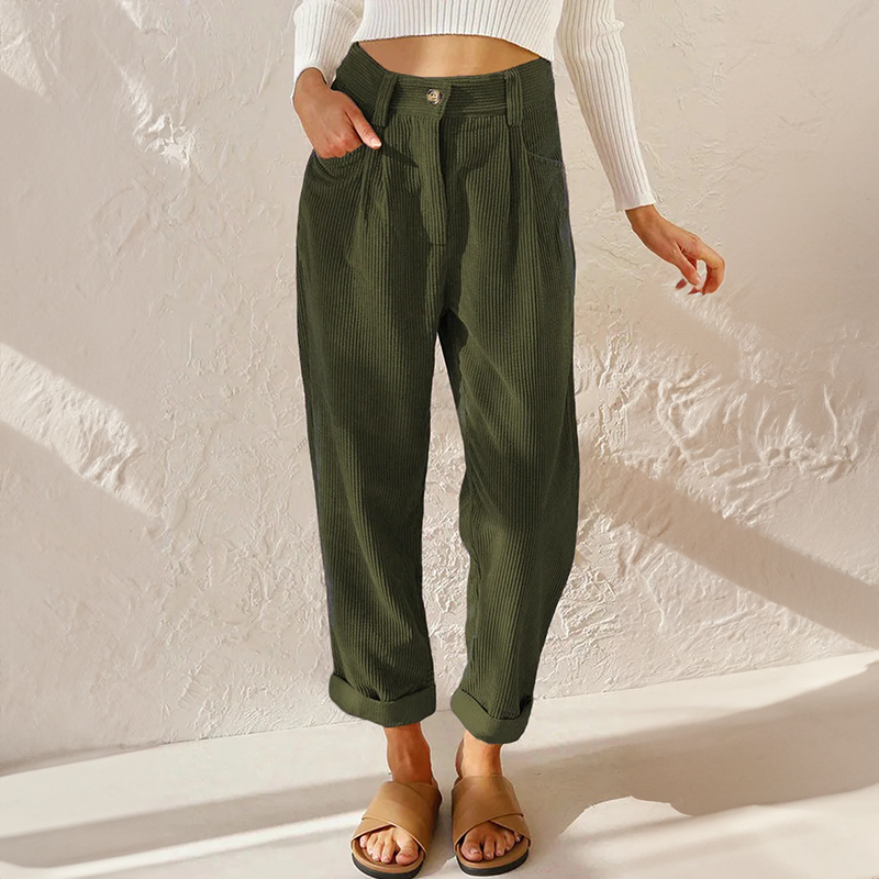 Damen Stilvolle Cordhose | Hoch Tailliert