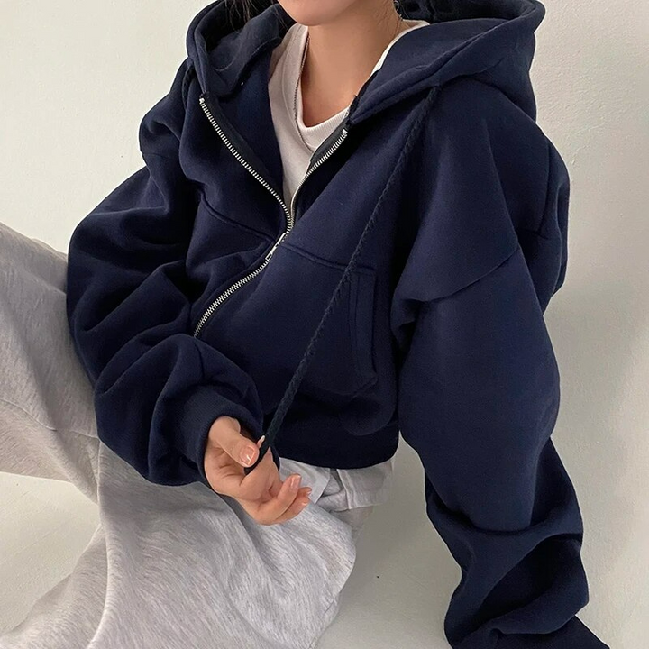 Mylah | Damen Übergroße Kapuze Kurz Jacke | Warme