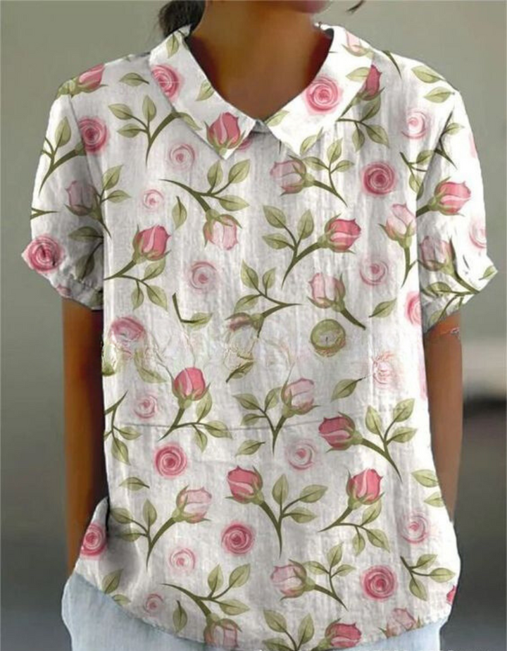 Damen Vintage Blumenmuster Bluse | Lässig