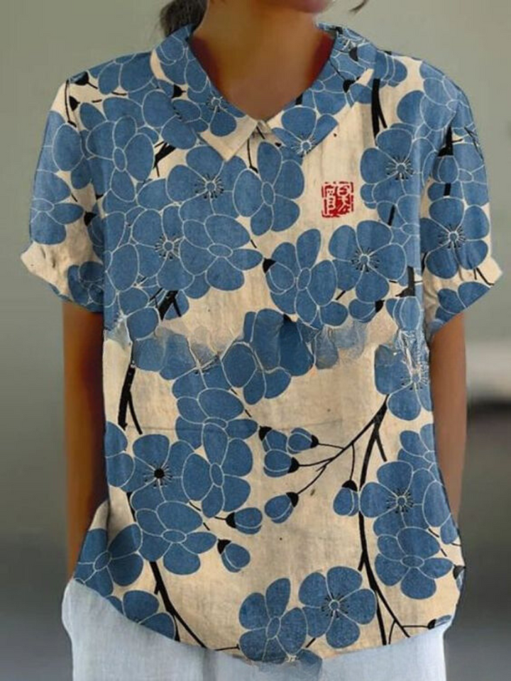 Damen Vintage Blumenmuster Bluse | Lässig