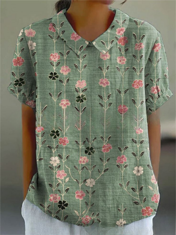 Damen Vintage Blumenmuster Bluse | Lässig