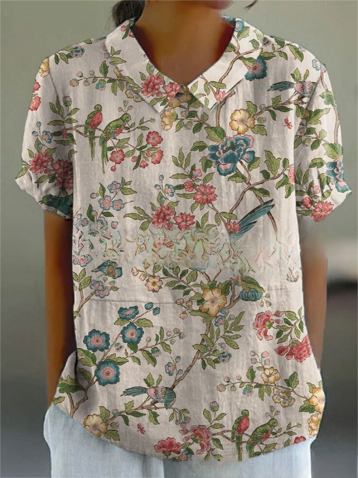 Damen Vintage Blumenmuster Bluse | Lässig