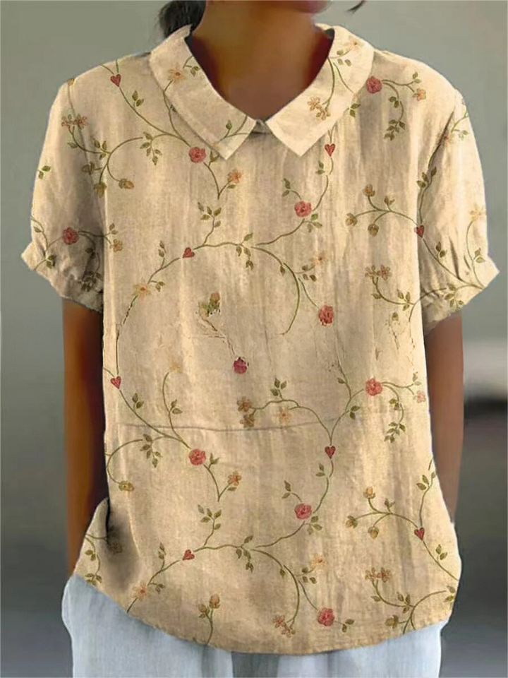 Damen Vintage Blumenmuster Bluse | Lässig