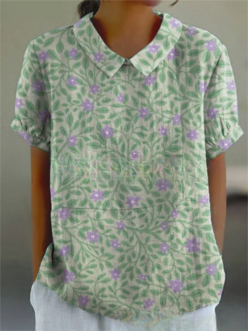Damen Vintage Blumenmuster Bluse | Lässig