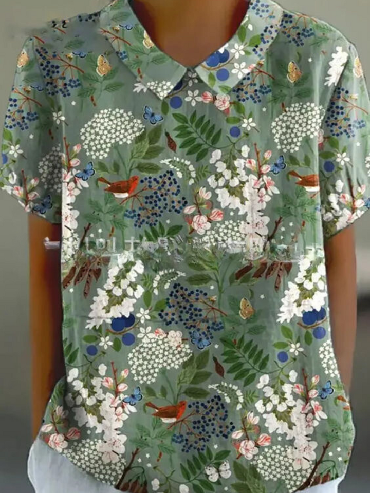 Damen Vintage Blumenmuster Bluse | Lässig