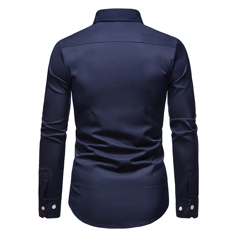 Herren Langarm Retro Detailliertes Print Hemd | Schlanke Passform