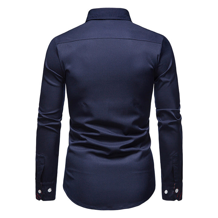 Herren Langarm Retro Detailliertes Print Hemd | Schlanke Passform