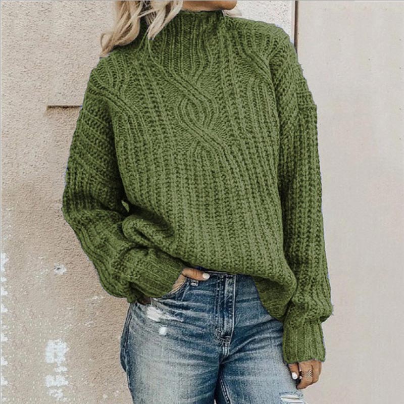 Adelinna | Damen Locker Lässiger Strick Pullover | Warme