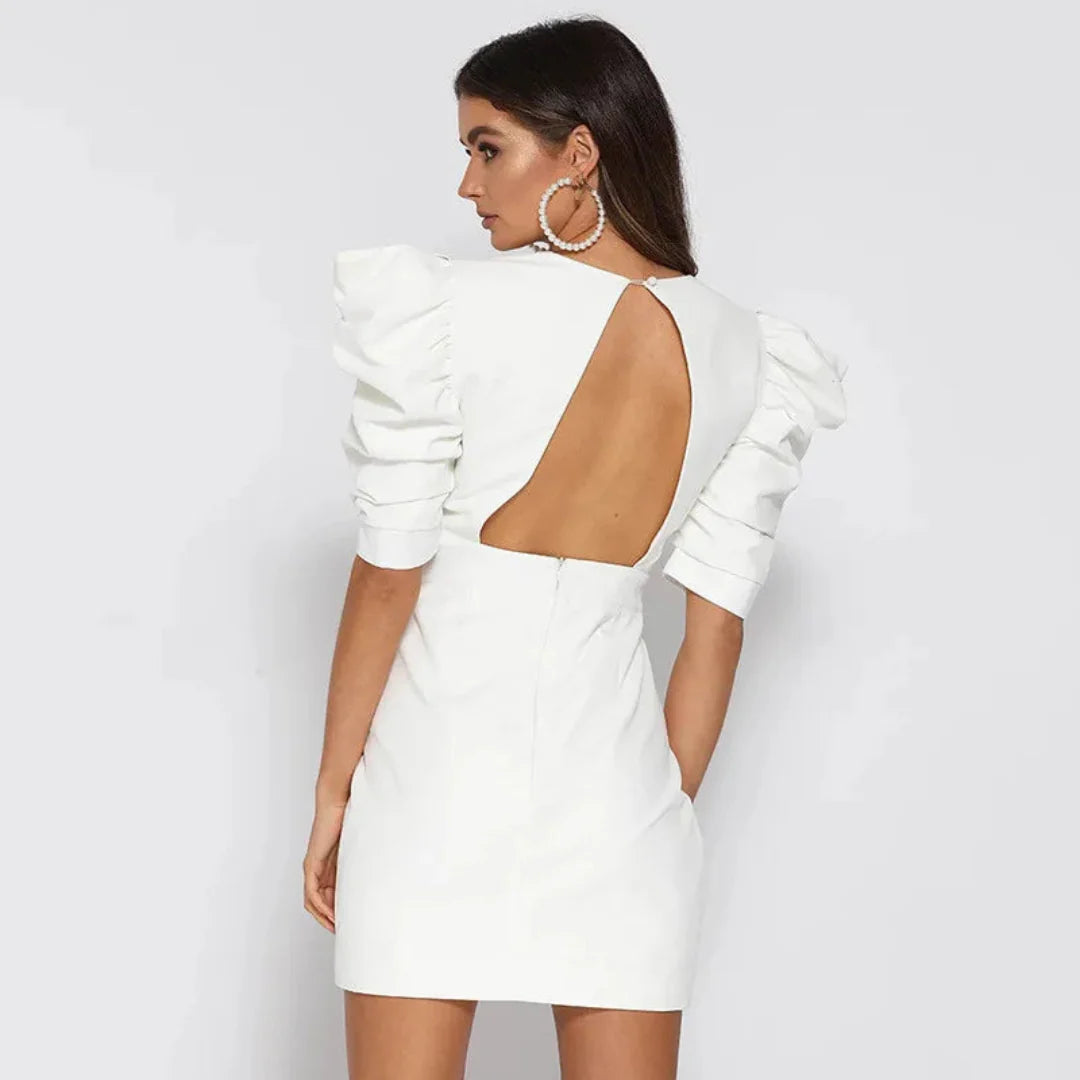 Weißes Partykleid Mit V Ausschnitt Für Damen | Mini