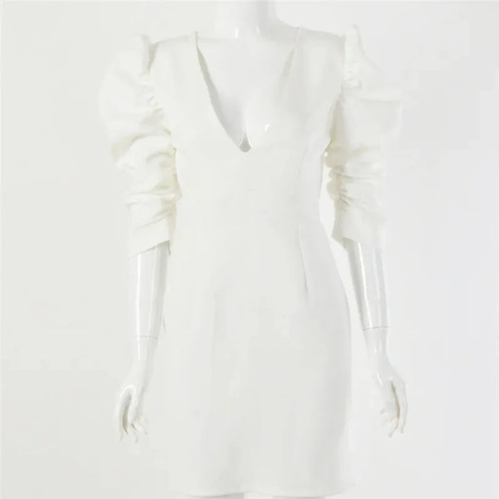 Weißes Partykleid Mit V Ausschnitt Für Damen | Mini