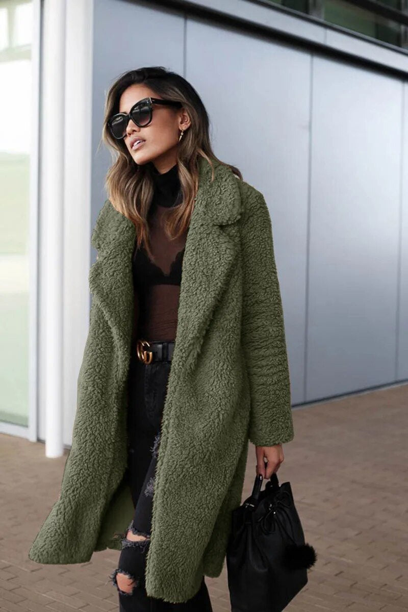 Damen Lang Fleece Jacke | Winter