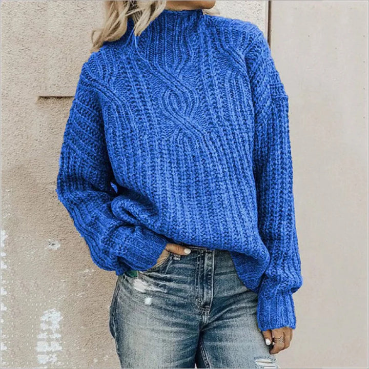 Adelinna | Damen Locker Lässiger Strick Pullover | Warme