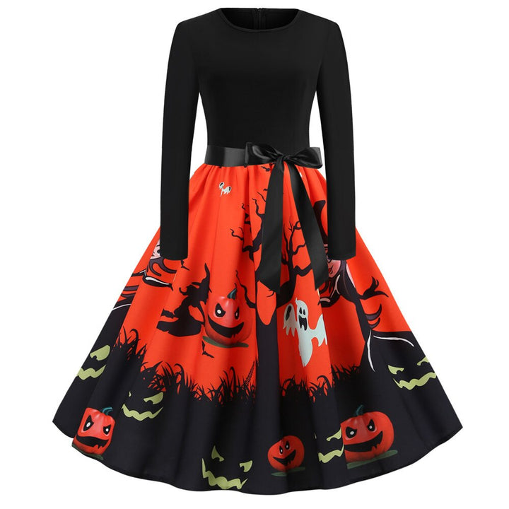 Gothic Karikatur Druck Halloween Kostum | Midi