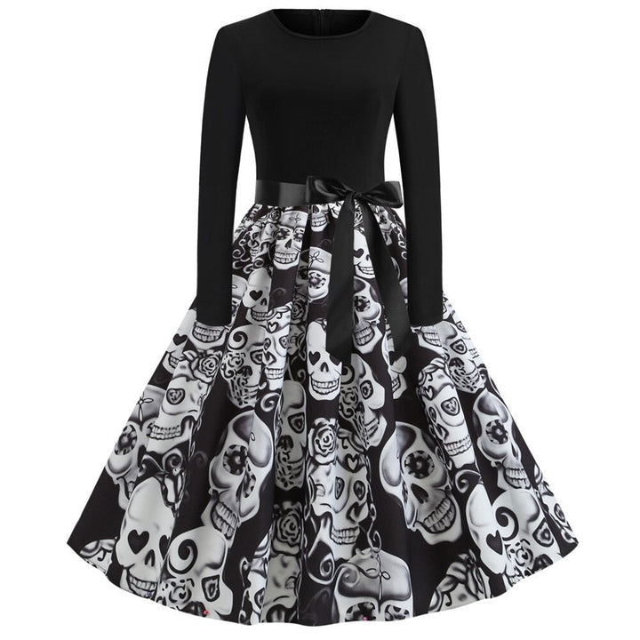 Gothic Karikatur Druck Halloween Kostum | Midi