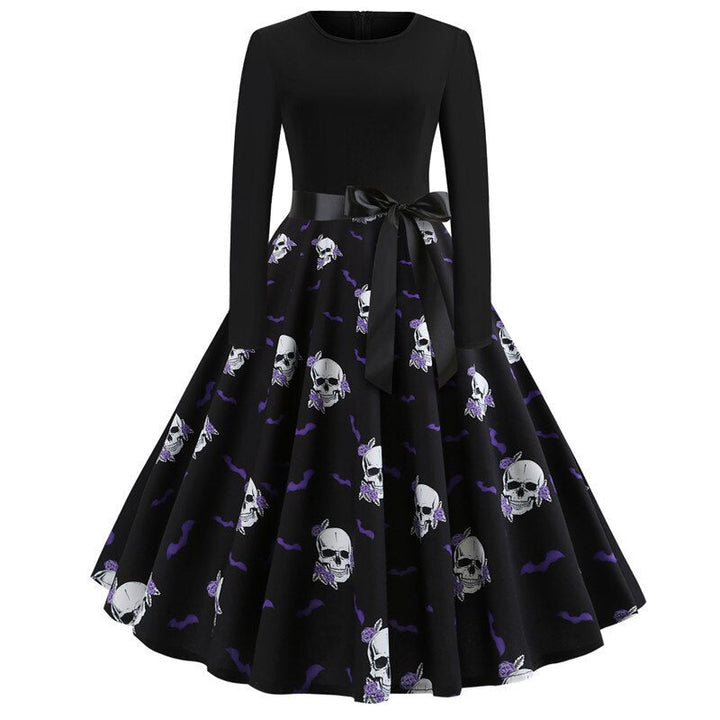 Gothic Karikatur Druck Halloween Kostum | Midi