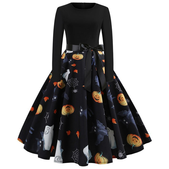 Gothic Karikatur Druck Halloween Kostum | Midi