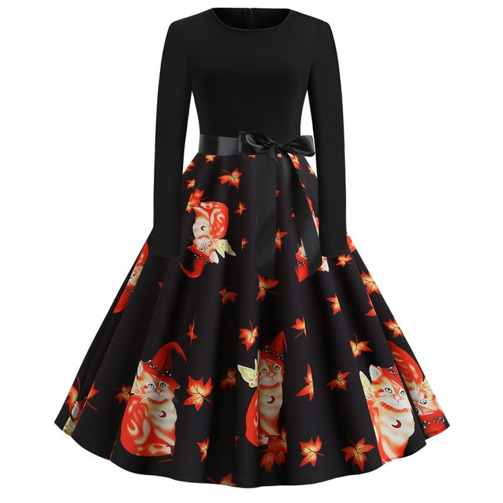 Gothic Karikatur Druck Halloween Kostum | Midi