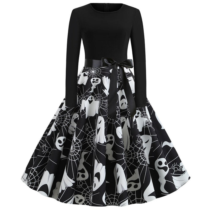 Gothic Karikatur Druck Halloween Kostum | Midi