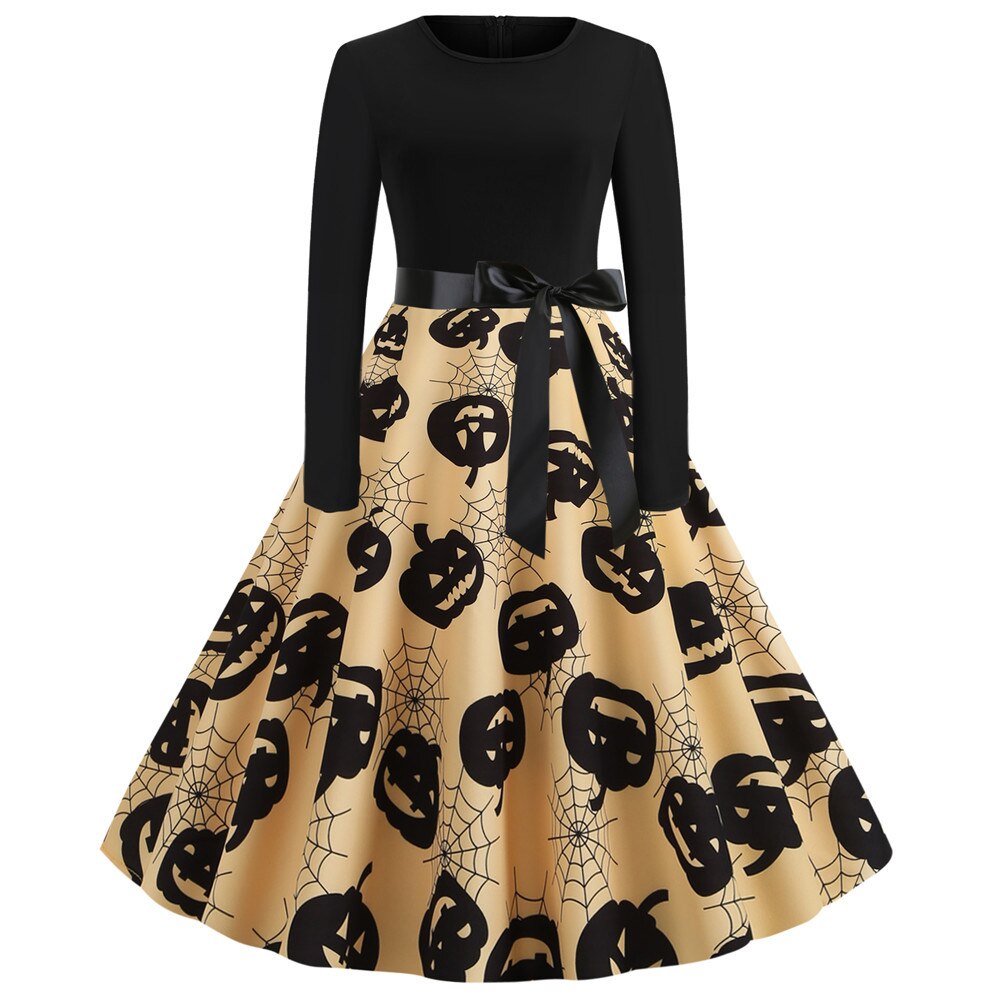 Gothic Karikatur Druck Halloween Kostum | Midi